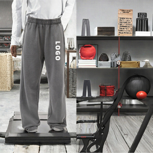กางเกงวอร์มผ้าฟลีซสำหรับผู้ชายทรงตรงแบบผูกเชือกระบายอากาศได้ดีเป็นมิตรกับสิ่งแวดล้อมผ้าซักแบบวินเทจออกแบบได้ตามต้องการ - Product Image 3
