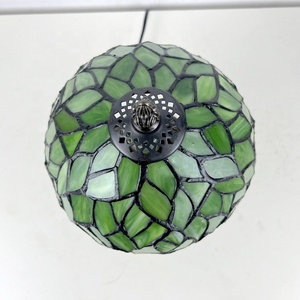 LongHuiJing Tiffany Mini Stained Glass Table Lamp Green Wisteria Leaf Style Mushroom Table Lamp Sympathy Memorial Lamp 8 Inch - Product Image 6