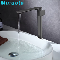 Robinet de lavabo noir en laiton pour salle de bain