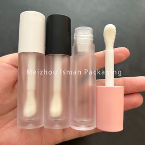 ISMAN Nouveaux tubes ronds de 5 ml pour gloss à lèvres, emballages transparents vides pour gloss, applicateur à grande brosse noir, blanc, rose, logo personnalisé - Product Image 3