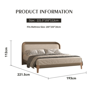 AIDI letti di lusso tappezzeria elegante stile moderno <span class=keywords><strong>legno</strong></span> in gomma da 150mm con piedi in <span class=keywords><strong>legno</strong></span> massello <span class=keywords><strong>letto</strong></span> <span class=keywords><strong>matrimoniale</strong></span> morbido telaio del <span class=keywords><strong>letto</strong></span> - Product Image 3