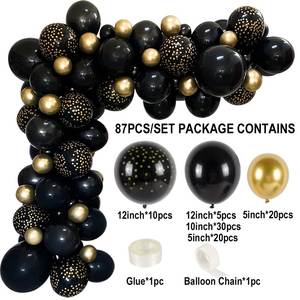 Festa celebrazione addio al nubilato addio al nubilato matrimonio 136 pezzi Kit decorazione palloncini in lattice cromato metallizzato <span class=keywords><strong>oro</strong></span> e nero fai da te - Product Image 3