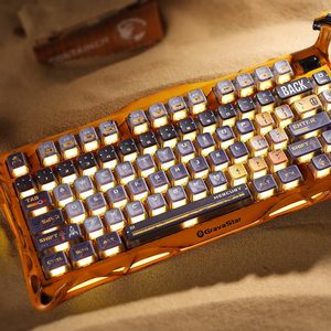 GravaStar Mercury K1 Pro 무선 기계식 게임용 키보드, 알루미늄 합금 75% 레이아웃, 수제 전투 착용 옐로우 에디션 - Product Image 4
