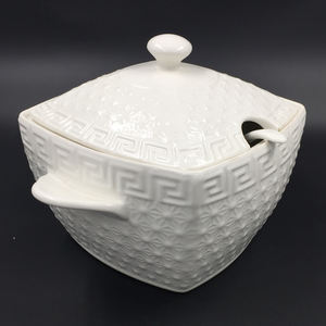 Vente en gros, vente chaude, ensemble de soupières carrées blanches en porcelaine, couleur personnalisée - Product Image 2