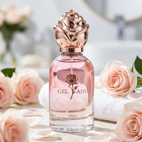 Flacon de parfum en verre rond personnalisé pas cher, transparent rose, 30 ml, 50 ml, flacon de parfum en verre 100 ml, flacon de parfum vide avec couvercle