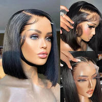 Peluca de Cabello Humano Virgen Vietnamita sin Pegamento, Estilo Bob con Encaje, Calidad HD, Pelucas Cortas Estilo Bob 4x4 al por Mayor para Mujeres Negras