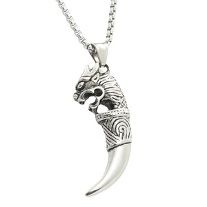 Collier pour homme en acier inoxydable avec pendentif tête de lion Yunnique, design animal rétro, style géométrique, bijoux tendance fabriqués à Dongguan - Product Image 5