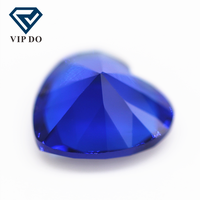 Pierre de verre synthétique en forme de cœur, coupe en diamant, spinelle, cristal bleu, pierres précieuses en vrac
