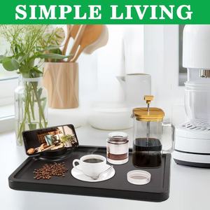Multifunctional Wooden <b>Storage</b> <b>Tray</b> With Phone Stand Rectangular Breakfast Plate For Kitchen Desktop Use - Product Image 2