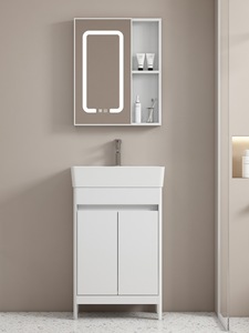 Meuble-lavabo mural moderne pour petite salle de bain, résistant à l'eau, style ferme, avec vasque en aluminium, garantie 3 ans - Product Image 2