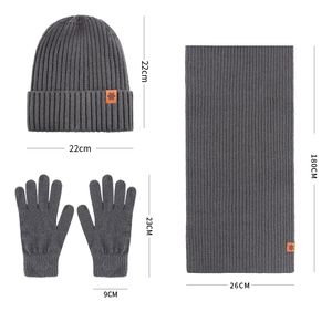 Gân Đan Gấp Cuff <span class=keywords><strong>Beanie</strong></span> Với Len Pha Trộn Kết Cấu Cho Thời Tiết Lạnh Đô Thị Phong Cách Biểu Tượng Tùy Chỉnh Găng Tay Khăn Hat Set Cho Người Đàn Ông - Product Image 6