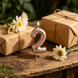 Candele per Feste Numero 2 in Oro Rosa, Candela di Compleanno da 6 cm - Product Image 5