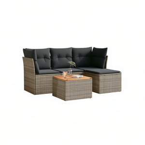 Ensemble de canapés de jardin en rotin gris 4 places, résistant aux intempéries, mobilier d'extérieur au design contemporain - Product Image 1