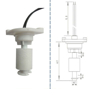 สวิตช์ลูกลอยพลาสติกขนาดเล็ก2สายควบคุมระดับน้ำไฟฟ้าพร้อมก้านสแตนเลสและการตรวจจับระดับสูง/ต่ำ - Product Image 2
