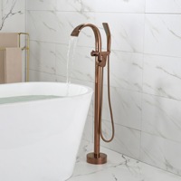 Robinet de salle de bain mural WEIHAO en or rose à double poignée avec douchette, mitigeur eau chaude et froide pour baignoire