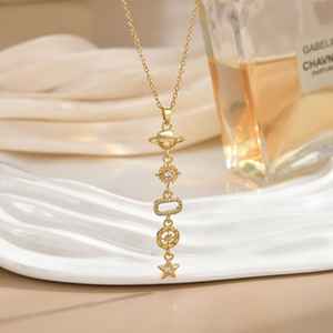 Collar de Trébol con Circonitas, Joyería de Moda para Mujer, Cadena con Colgante de Flor en Acero Inoxidable y Titanio, Chapado en Oro - Product Image 4