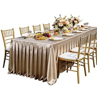 Nappe de banquet et jupe de table en polyester haut de gamme personnalisées, style luxe léger, avec housse rectangulaire en satin pour événements hôteliers