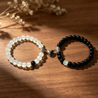 Bracelet extensible en perles de pierre naturelle 8 mm bicolore magnétique pour couple, personnalisé, vintage, bijoux de mode estivale pour femme, vente en gros