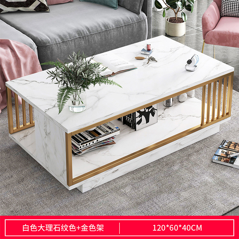 golden steel frame + white marble color 120*60*40cm