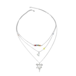 Simple and Fashionable Heart Pendant Necklace <strong>Cloud</strong> Scallop Colored Zircon Collarbone Chain Set - Product Image 5