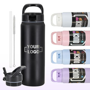 กระติกน้ำร้อนแบบพกพาขนาด 25 ออนซ์ สีดำ ดีไซน์ทันสมัย ผลิตตามสั่ง ขายส่งจากโรงงาน รับผลิตแบบ OEM ความจุ 750 มล. พร้อมฝาปิดแบบหลอดดูด - Product Image 1