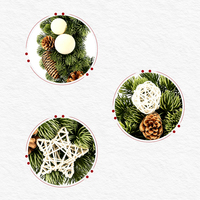 Künstlicher Weihnachtskranz mit Tannenzapfen und Ornamenten, immergrüner Türkranz für die Weihnachtsdekoration zu Hause, Großhandel.