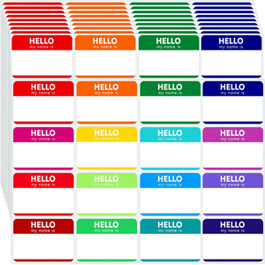 480 Pezzi di Etichette Adesive Rettangolari in Carta Patinata (7,6x5 cm) 'Ciao, Mi Chiamo' Badge Colorati per Supermercati - Product Image 1