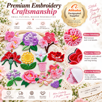Großhandel Blumen-Stickerei-Aufnäher Rose Gänseblümchen Lotus Kirschblüte Blumenmuster zum Aufbügeln oder Aufnähen