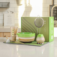 Ensemble de bol à Matcha de style japonais Outils de cérémonie du thé Coffret cadeau en céramique Outils à Matcha avec emballage en boîte de couleur