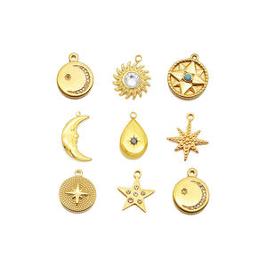 Factory Wholesale Stainless Steel Pendant Making <strong>Supplies</strong> Cut Out Moon Star Center Stone Charms for <strong>Jewelry</strong> Components - Product Image 1