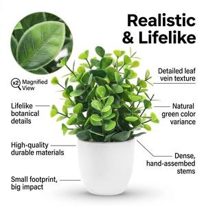 Plante miniature <span class=keywords><strong>en</strong></span> <span class=keywords><strong>pot</strong></span> haute fidélité de 12 cm, verdure artificielle sans odeur pour les salons et bureaux intérieurs - Product Image 2