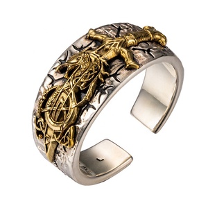 Per il Design originale degli uomini Fine <span class=keywords><strong>anello</strong></span> di moda animale di alta qualità in argento 925 <span class=keywords><strong>regolabile</strong></span> per feste Rock Hip Hop vyking Dragon gioielli - Product Image 2