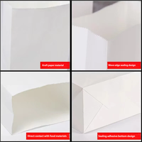Sac en papier kraft blanc personnalisé à fond carré, qualité alimentaire, pour boulangerie, pain, snacks, plats à emporter, restaurant, emballage de courses