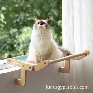 Wooden Cat Hammock Checkered Rectangle Pet <b>Bed</b> Window Mount For Cats Sunbathing - Product Image 2