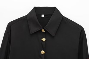 Nouvelles Blouses <span class=keywords><strong>Chic</strong></span> pour Femmes à Manches Longues, Style Bancaire Mondial, avec Boutons Métalliques, Rétro et Polyvalentes - Product Image 3