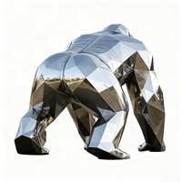 Sculpture d'animaux de la jungle en acier inoxydable personnalisée Lion Éléphant Gorille Tigre Statue d'art