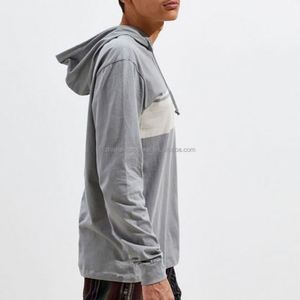 Sweat à capuche à manches longues pour hommes Logo OEM Printemps Décontracté Streetwear Chaîne de poche Bloc de couleur personnalisé Sweat à capuche à manches longues - Product Image 5