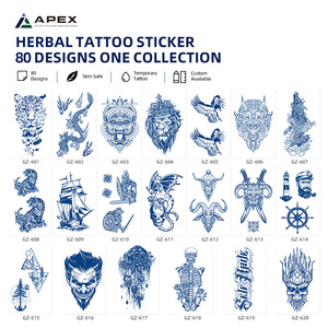 Autocollants de <span class=keywords><strong>tatouage</strong></span> temporaire semi-permanent aux herbes, finition mate, phosphorescents, 80 motifs, 110x180mm, vente en gros - Product Image 5