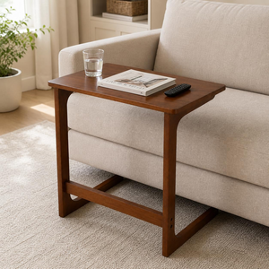 Dark Color Solid Wood Modern Commercial Use End <b>Table</b> with L Shape Legs Coffee <b>Table</b> Beside the <b>Sofa</b> - Product Image 1