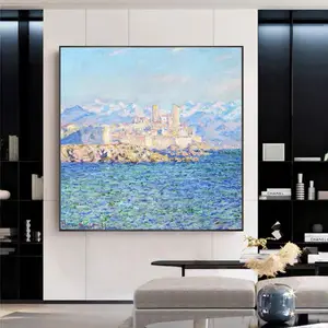 High Quality Monet Impressive The Castle of Antibes Seascape Landscape Famous Oil Painting Reproduction