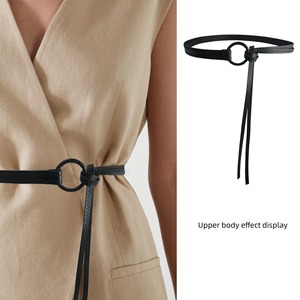 Cinturón <span class=keywords><strong>de</strong></span> Cuero Fino Retro Americano Y2K <span class=keywords><strong>de</strong></span> Alta Gama para Mujer, Cinturón <span class=keywords><strong>de</strong></span> Atar para Ajustar la Cintura a los Jeans - Product Image 2