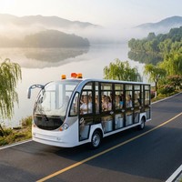 Bus Wisata Listrik 17 Penumpang Nol Emisi Kendaraan Tertutup 5000W 72V Baterai Lithium Motor AC Penggerak Roda Belakang