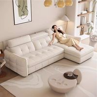 Luxuriöses Modernes Holz-Wohnzimmer-Schlafzimmer-Set mit Weichen Sofas, Bettfunktion, Liegestuhl, L-Form, Klappbar, 2-3-Sitzer, Ausziehbar mit Stauraum