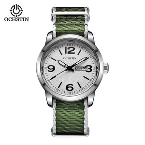 นาฬิกาควอตซ์ OCHSTIN 7074D สำหรับผู้ชาย หน้าปัด <span class=keywords><strong>24</strong></span> ชั่วโมง แสดงวันที่คู่ สายไนลอน กันน้ำ 3ATM นาฬิกาข้อมือลำลองสำหรับกิจกรรมกลางแจ้ง - Product Image 1