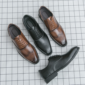 รองเท้าหนังผู้ชายหัวแหลมรองเท้าหนังอังกฤษรองเท้าดาร์บี้ธุรกิจลำลองสำหรับเจ้าบ่าว - Product Image 3