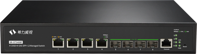 L3 Managed Switch Equipped with 4 10G Auto-sensing RJ45 Ports and 4*10G SFP+ Slots SR-ST3408F