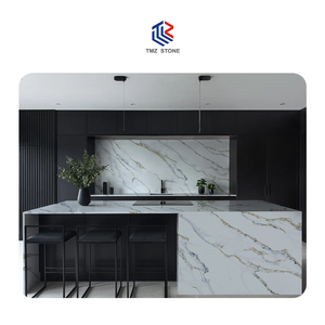 TMZ 5066 Calacatta Fendy Plan de travail en pierre artificielle blanche moderne résistant au feu pour salon, mur de télévision, hôtel, cuisine - Product Image 3