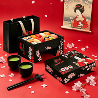 Boîte cadeau sushi à double ouverture personnalisée, boîte à emporter en papier de qualité alimentaire, emballage en papier biodégradable avec impression de logo