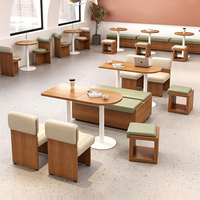 Mobilier commercial moderne pour salon, ensemble de chaises et banquettes en bois pour café, table et banc modulaires en bois pour café, bistro
