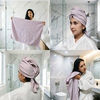 Serviette de séchage pour cheveux en microfibre gaufrée Tavelya avec logo personnalisé, absorption rapide de l'eau, légère et respirante, pour femmes et spa
